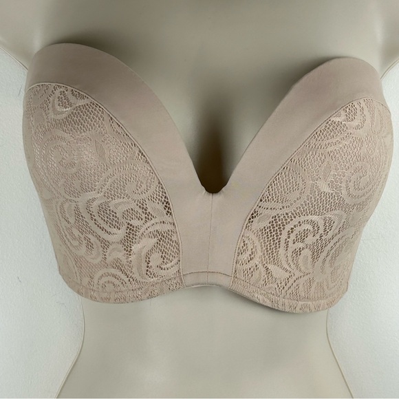 Delimira Strapless Lace Nude Bra 38DD - Picture 1 of 8